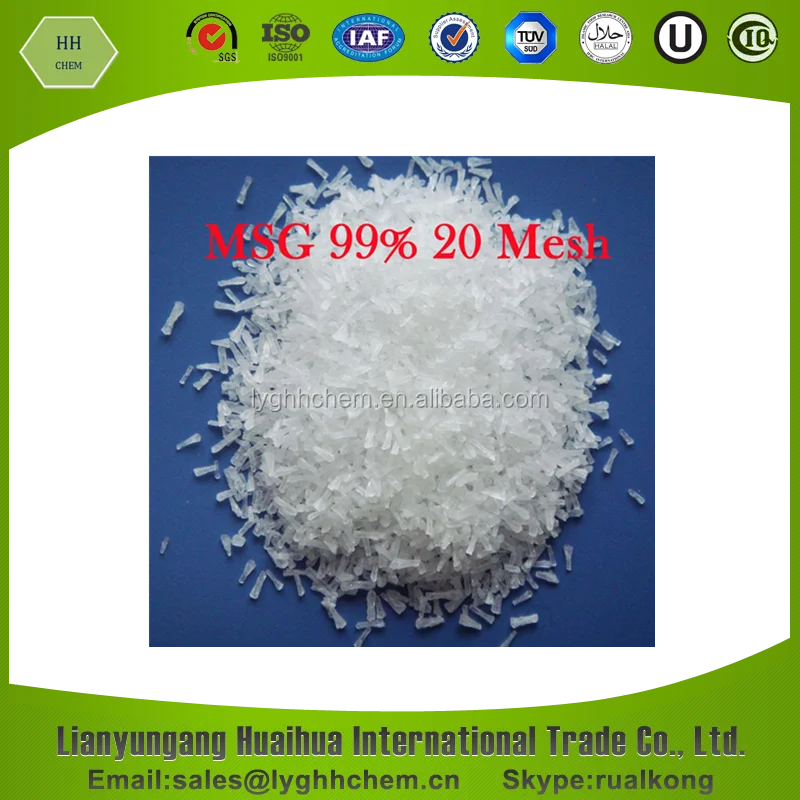 Wholesale Bulk Monosodium Glutamate Food Additive 99% Monosodium Glutamate