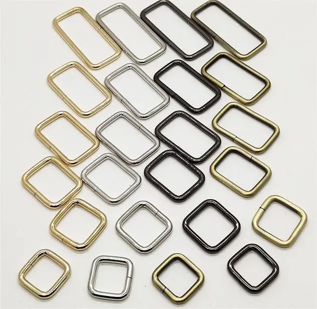 3.8mm Wire Diameter Wholesale Zinc Alloy Black Gold Silver Metal Iron Ring Iron Wire Square Buckle Bag Hardware Square Buckle