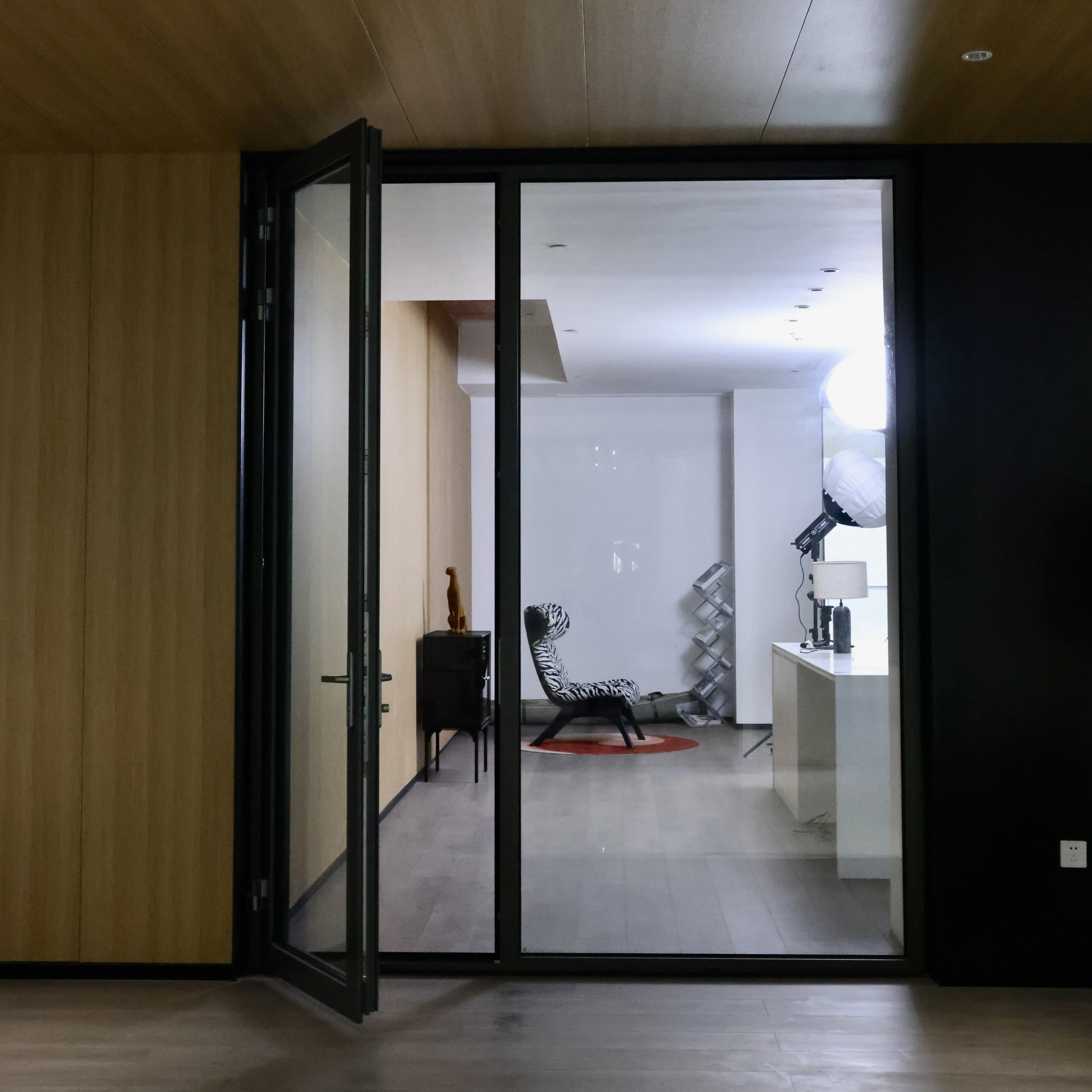 Aluminum French Smart Door double open modern designs for houses aluminum entry door Aluminium Profile For Frame Swing Door