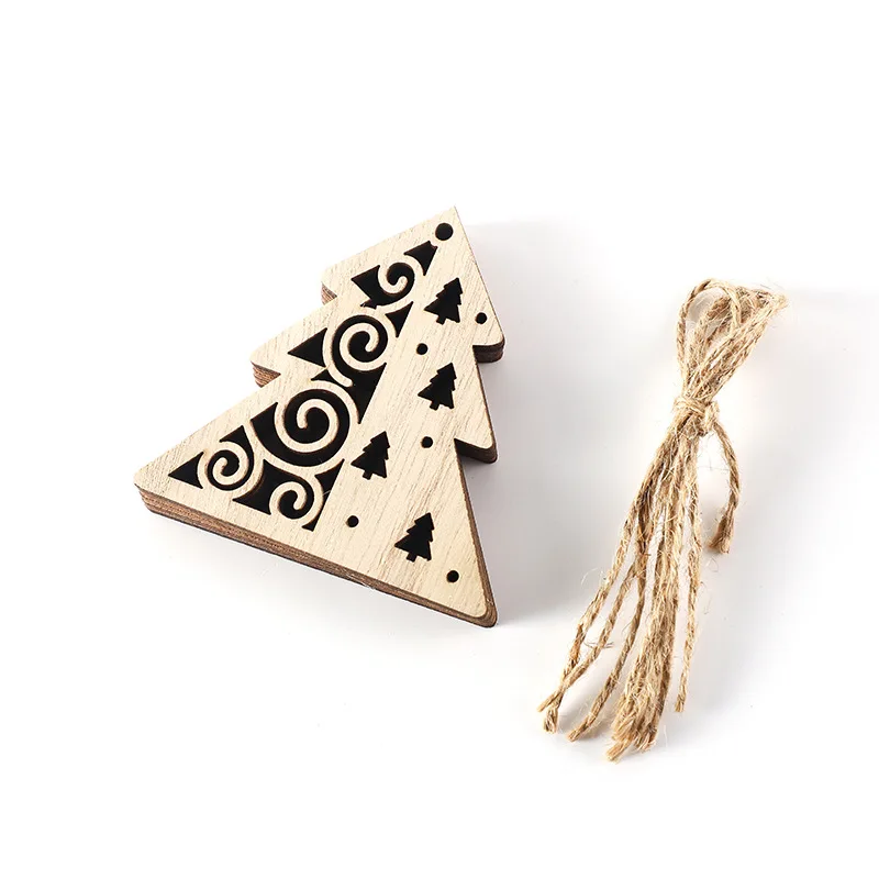 10 pieces happy new year merry christmas tree decorations pendants blank wooden hanging xmas ornaments with rope for diy crafts