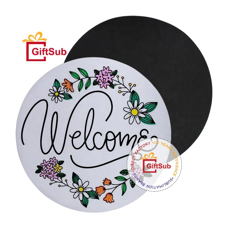 Wholesale Custom Polyester Printed Logo Round Foot Mat Carpets Funny Front Doormat Anti Slip Rubber Indoor Floor Door Rugs Mat