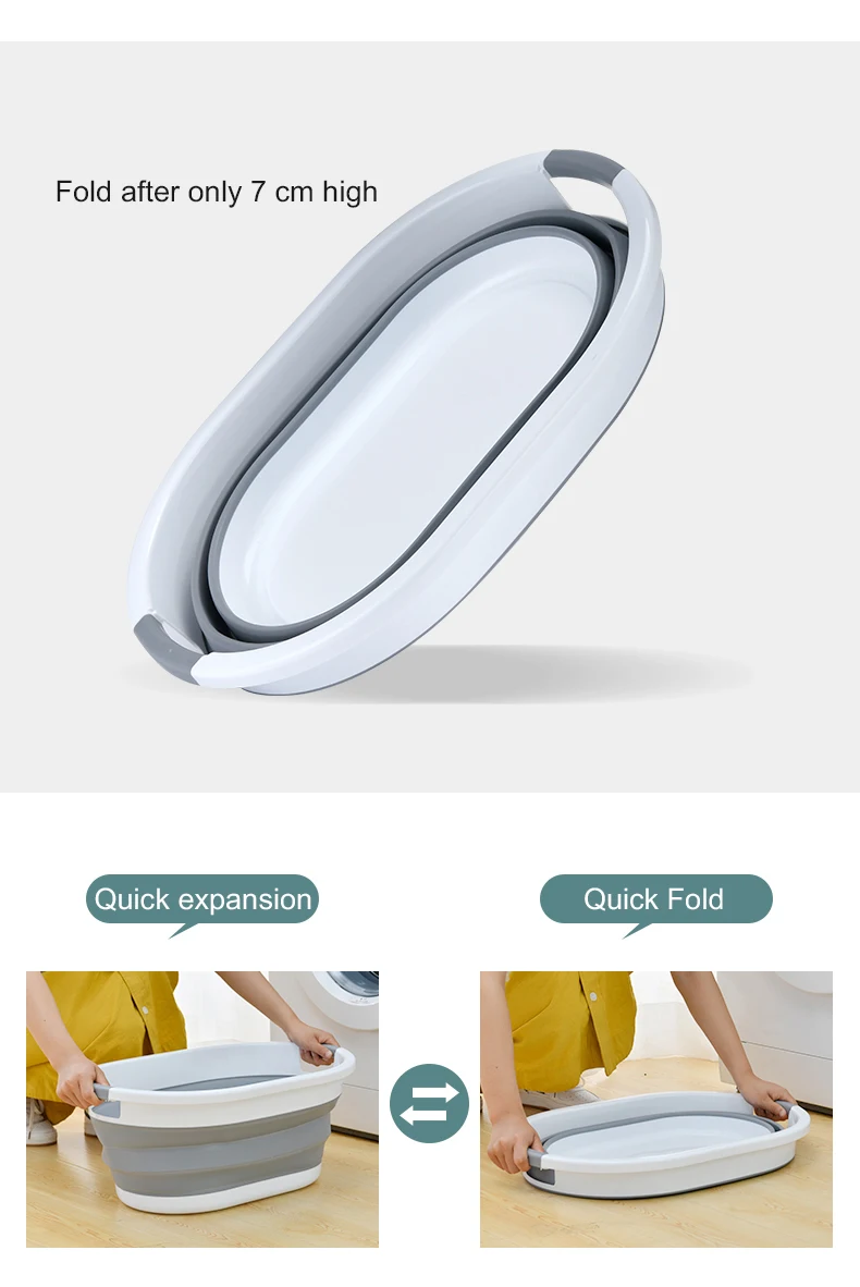 Space saving pop up small folding storage container plastic collapsible laundry basket foldable laundry basket with handle