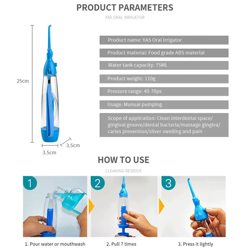 Portable Dental Water Flosser Electric Oral Care Irrigator Rechargeable Waterproof Water Toothpick Cleaner Multiple Modes