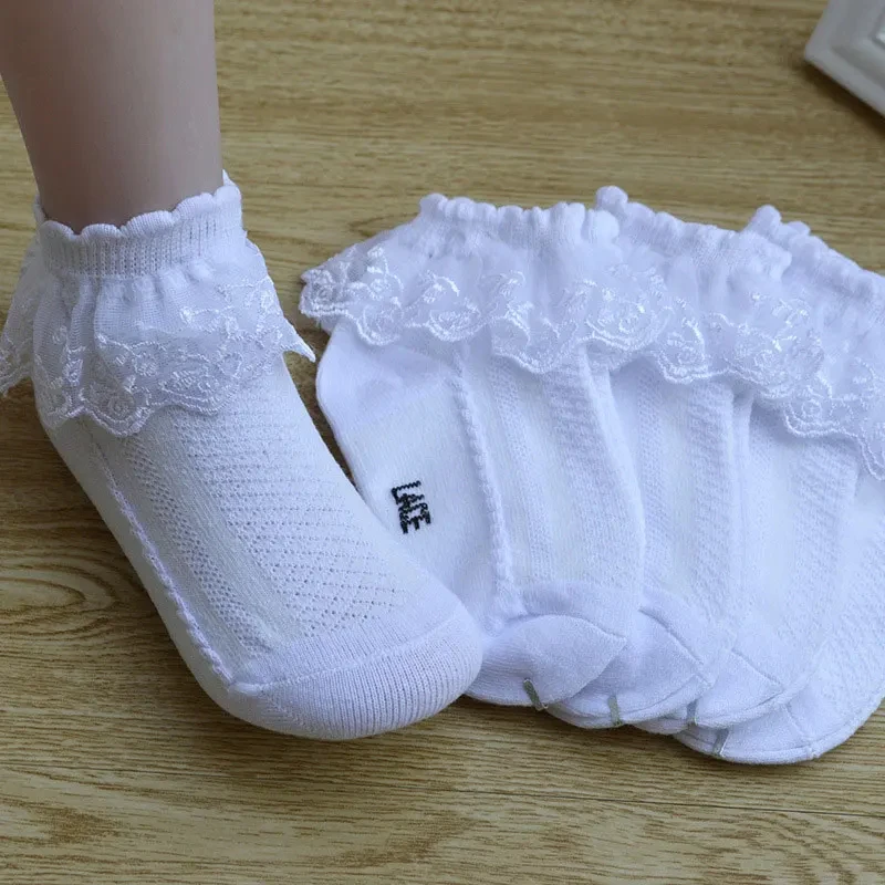 Wholesale Manufacture Custom Ruffle Velvet Lace Dress Thin Summer Breathable Dance Baby Gril Socks
