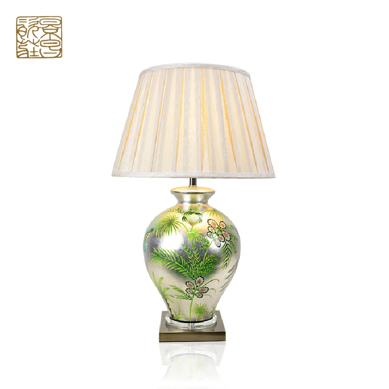 Chinese style blue flower figure antique table lamp