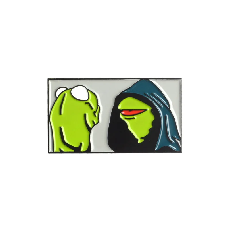Funny cute cartoon inspirational animals enamel badge cool evil Kermit The Frog brooch
