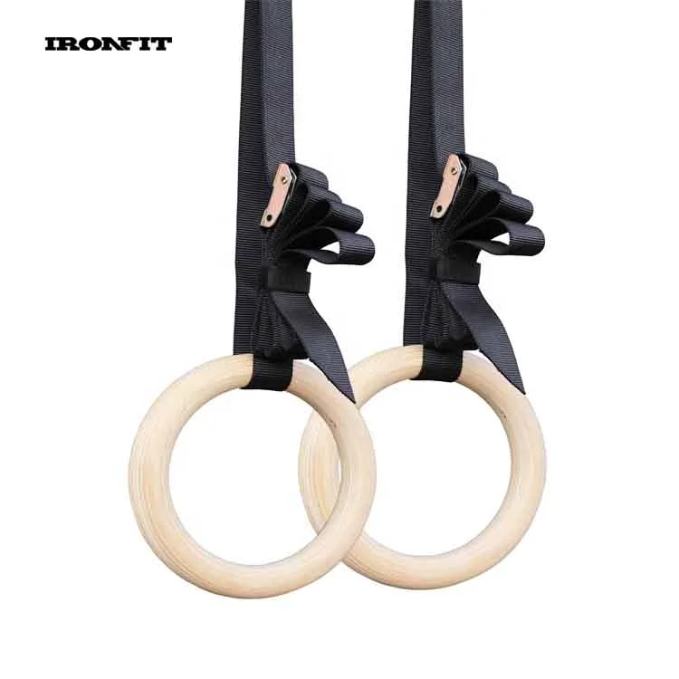 
28mm 32mm Numbered Custom Fitness Wood Gymnastic Rings 