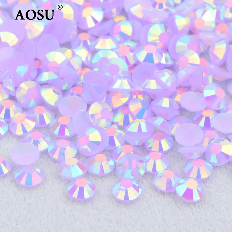 AOSU Wholesale Bulk Package 2 3 4 5 6mm Jelly Rose AB Crystal Stone Round Strass Flatback Resin Rhinestone For Clothing