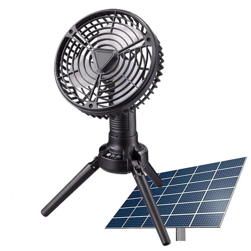 12V Multifunctional Portable USB Charging Outdoor Solar Fan with LED Lighting Camping Fan