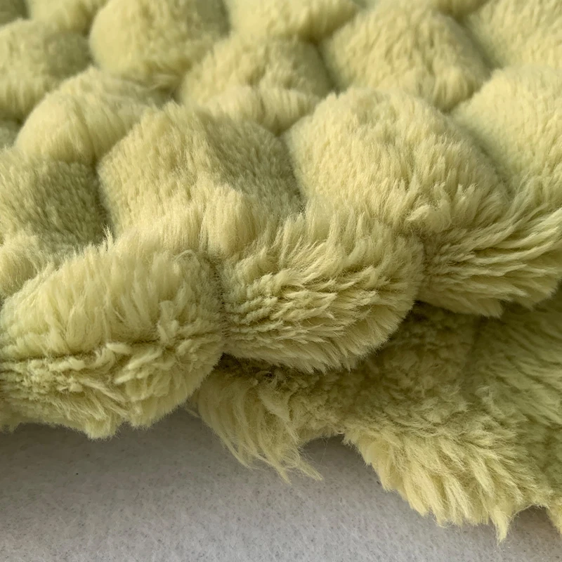 Green Color Dimensional Polyester Knitted Blanket Clothing Fabric