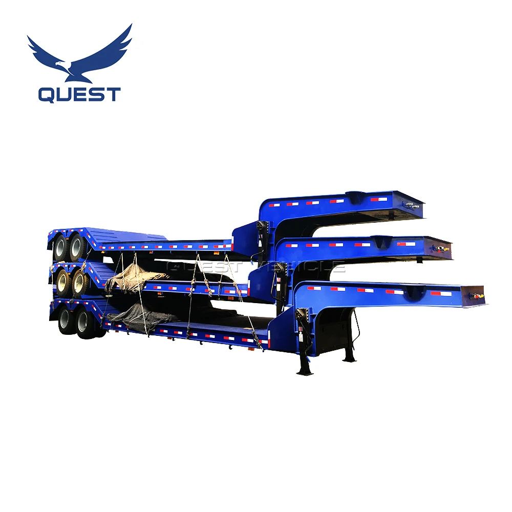 QUEST Vehicle Cheap Price 2 Axles 30-40 Tons Low Bed Semi Trailer Efficient Truck Trailer