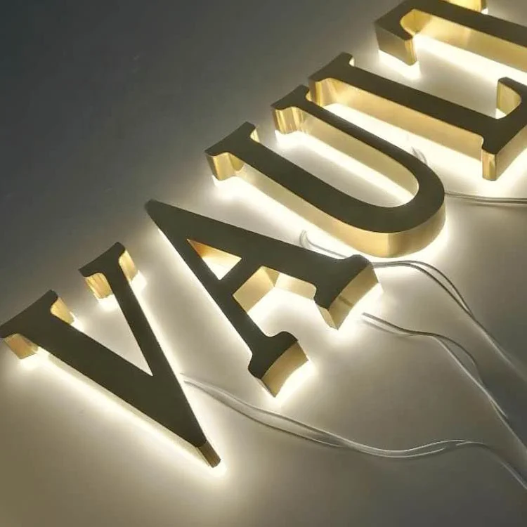 led signage custom outdoor indoor wall led light 3d backlit logo sign led acrylic edge lit gold color led backlit letter sign