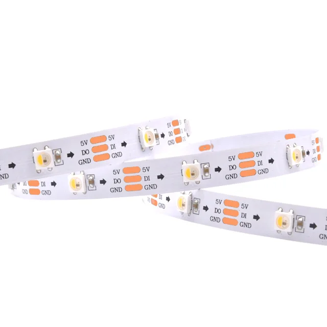 2 Years Warrant UL CE Rohs 30D 30pixel RGB RGBW 5V 12V SMD 5050 SK-6812 WS2811 Smart Flexible Soft Led Pixel Strip Light