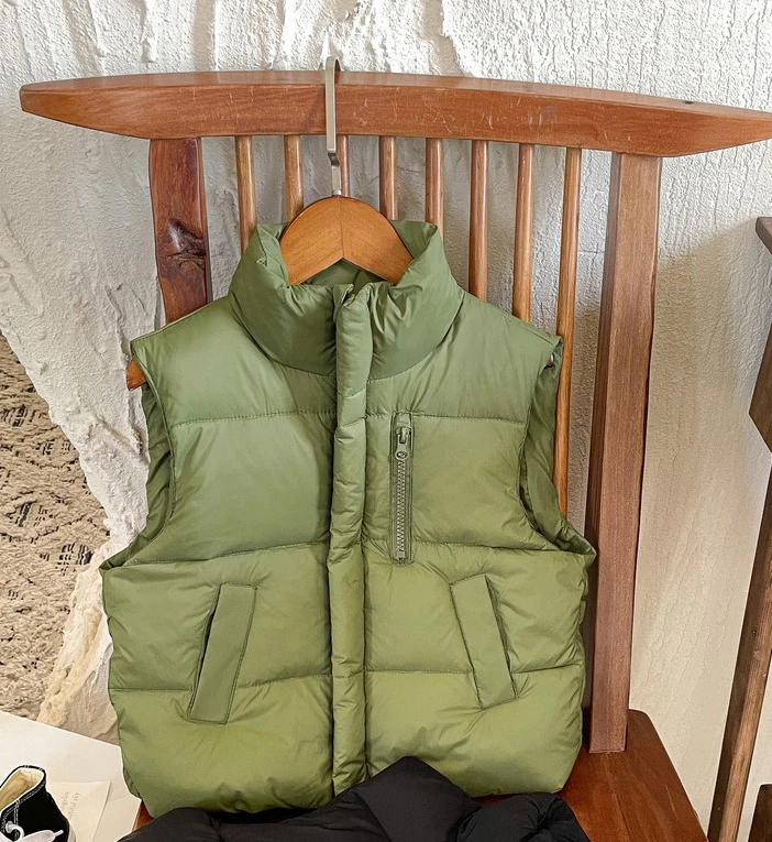 AA15 Custom Stand Collar Sleeveless Kids Puffer Vest Waistcoats Baby Winter Down Vest Thickened Jacket Coat