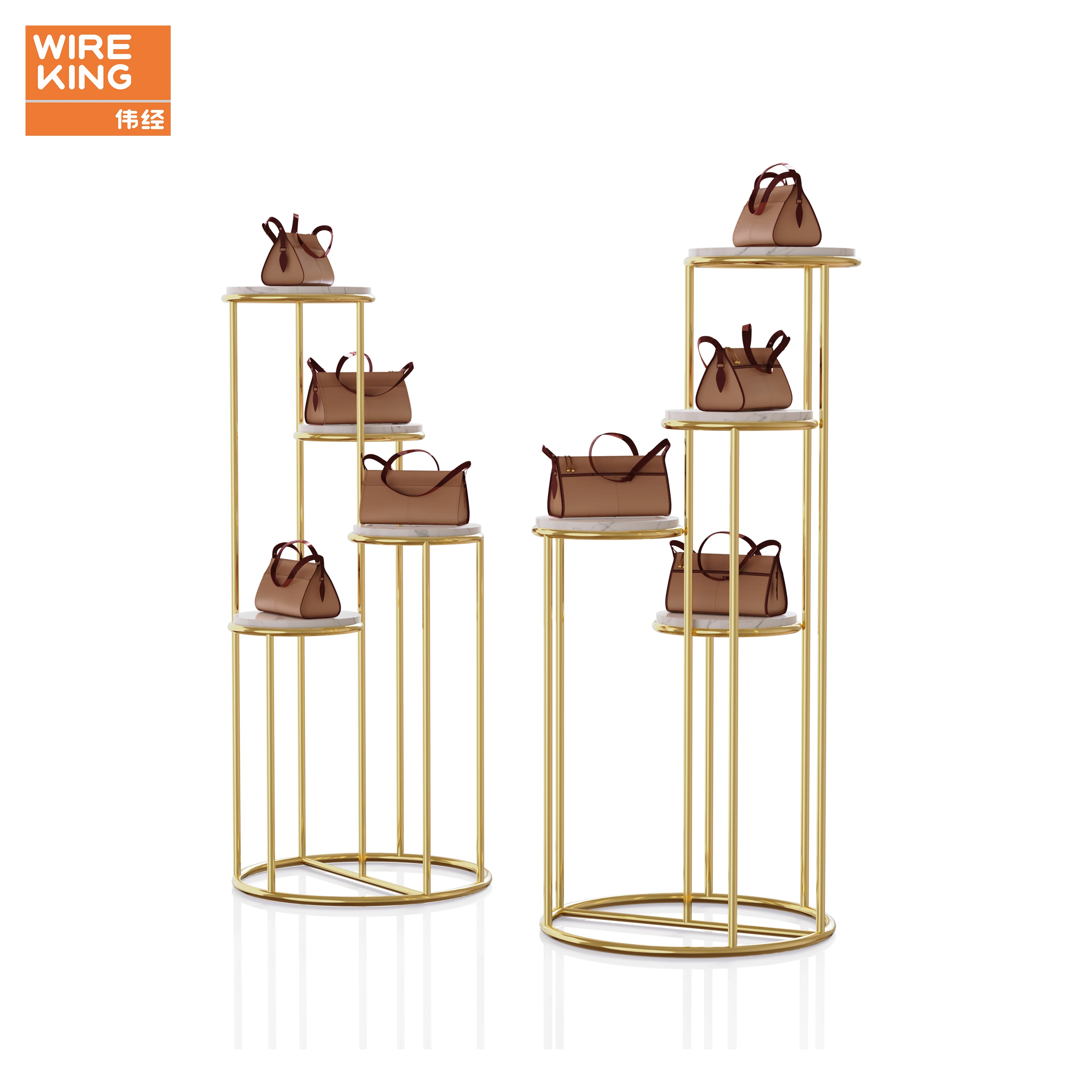 Customization Bag Store display Stand Gold Black Window Showcase Display Rack Retail Bag  Display Rack