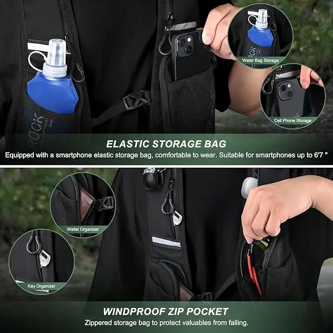 Custom Logo Reflective LED  Sports Running Vest Lightweight Vest with Backpack