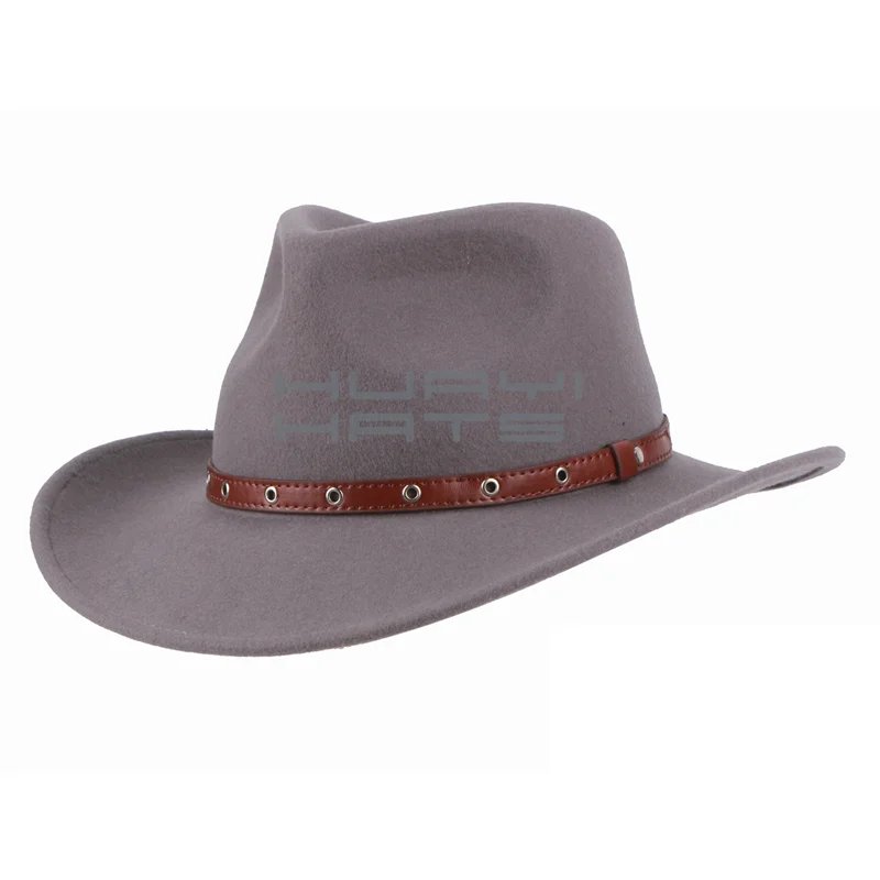 Wholesale Custom Leisure Felt Western Cowboy Hat Mens 100% Wool Made In China