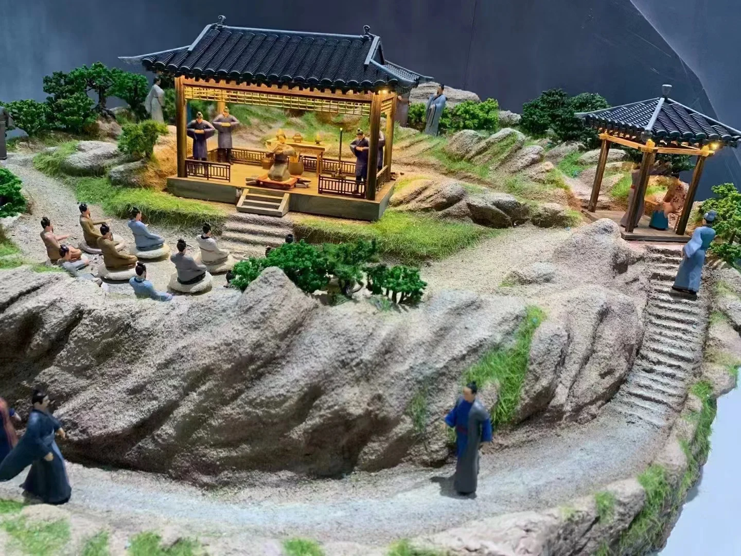 Miniature model of urban building sewage treatment, architect constructs solid model,  school, hospital building scale model