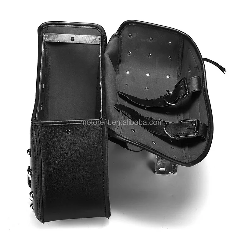 Hot Sale Motorcycle Bag PU Leather Black Saddlebag Side Bags Motorbike Saddle Leather Bag For Harley Sportster 1200XL 883