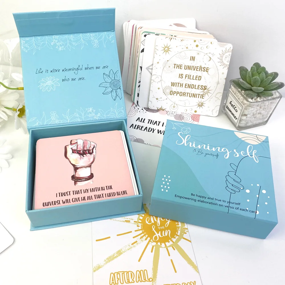 Positive Affirmations Cards for Women - 50 Mindfulness Cards with delicate  box Inspirational Quotes Motivational card printing