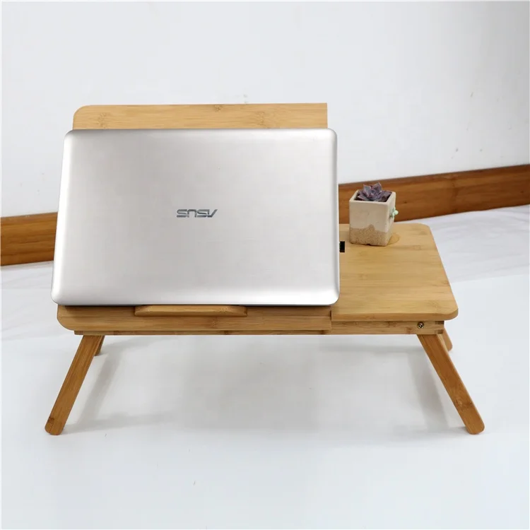 Factory price eco friendly laptop study bed desk adjustable bamboo folding laptop table