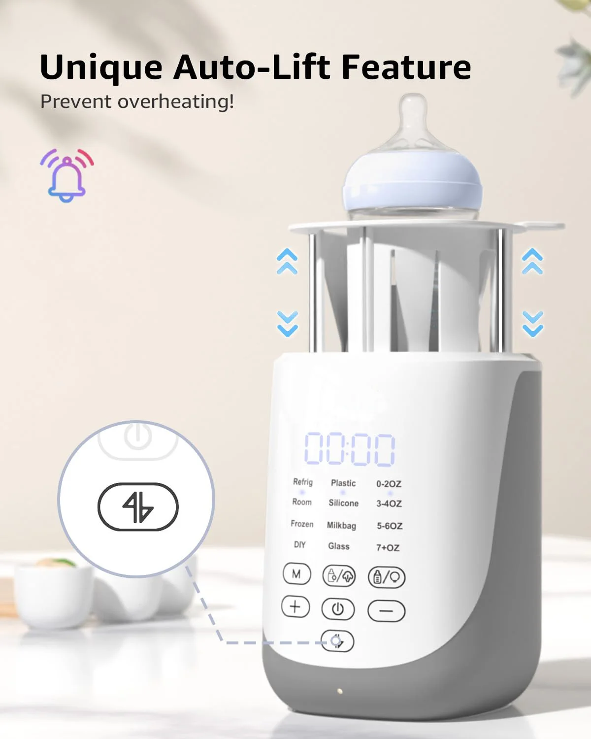 9-in-1 Portable Smart Fast Easy Water Bath Milk Heater Sterilizer Instant Heating Automatic Single Baby Bottle Warmer