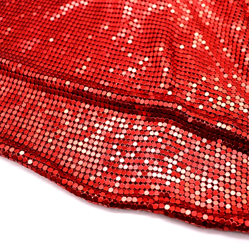 S538 Aluminum Chainmail Mesh Fabric Party Dress Chainmail Mesh Metallic Mesh Fabric Woven Fabric for Dress