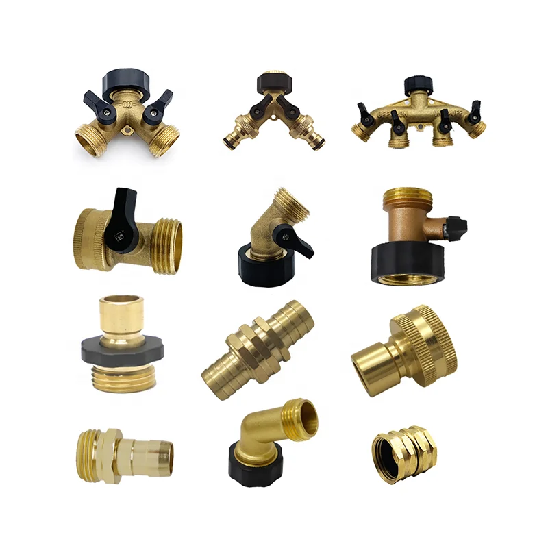 OEM Europe Brass NPT thread outlet pipe rotation 4 way garden hose Y connector splitter