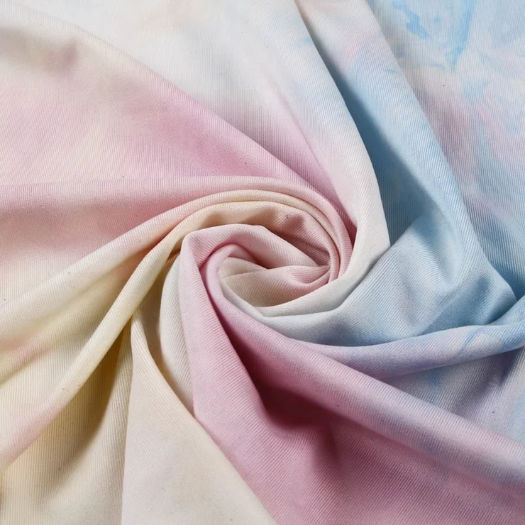 
New design elegant beautiful tie dye single polyester spandex jersey fabric for women 