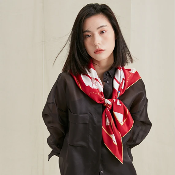 Custom Printed 90*90mm Screen Print 16mm Silk Twill Women Designers Styles 100% Silk Scarf For Painting