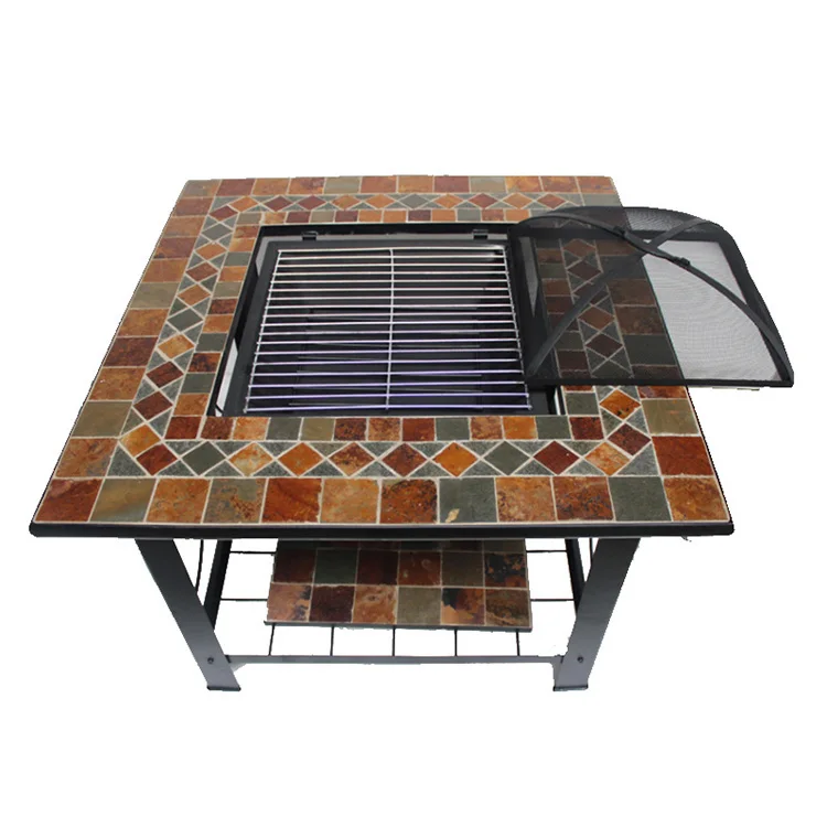 Kingjoy hot sale  ODM mosaic design square bbq fire pit table