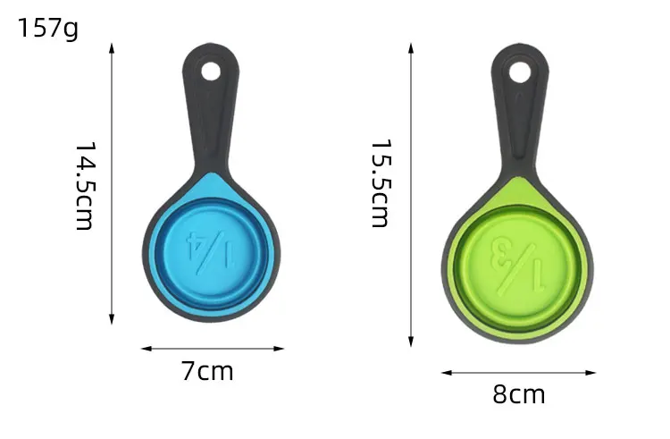 Kitchen Baking measuring Tools 4 Piece Set Collapsible Folding Silicone Measuring Cups Set With Plastic Handle
