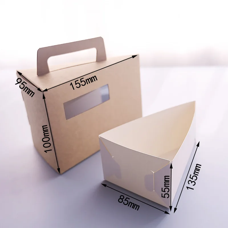 Mousse Triangle Slice Afternoon Tea Dessert Foldable Paper Packaging Sandwich Folding Cake Box