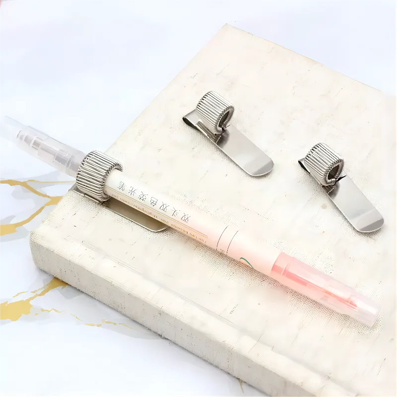 IN STOCK Silver Manganese steel pen clip organizer holder for notebook