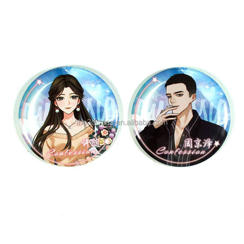 Lapel Badges Custom 3d Lenticular Printing cartoon hard enamel pin badge anime Metal Anime Badges