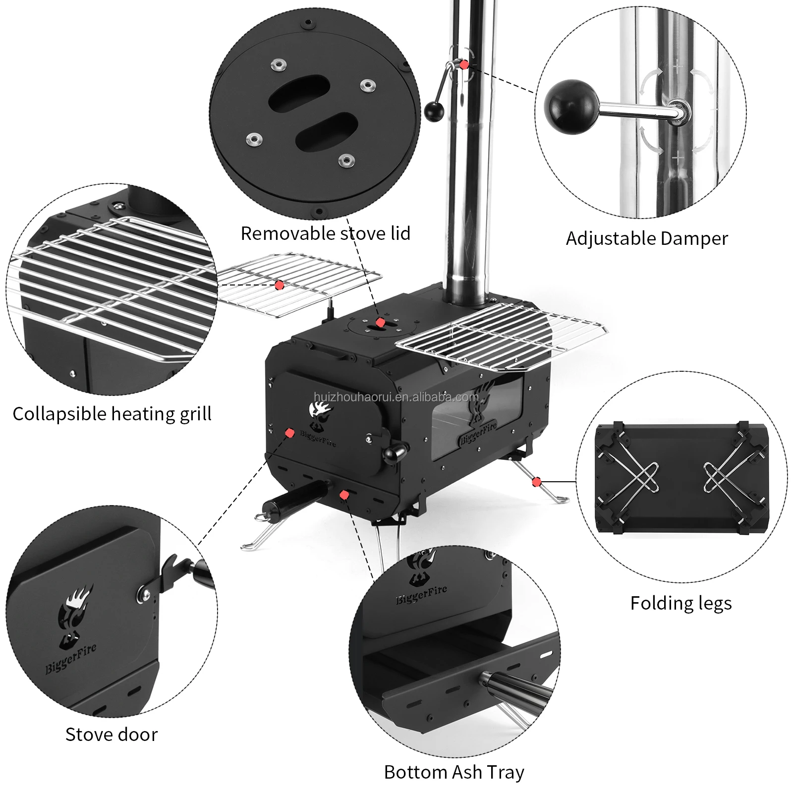 New Eco-friendly High Efficiency Portable Charcoal Wood Chip Burning Tent Stove For Outdoor Camping Cooking