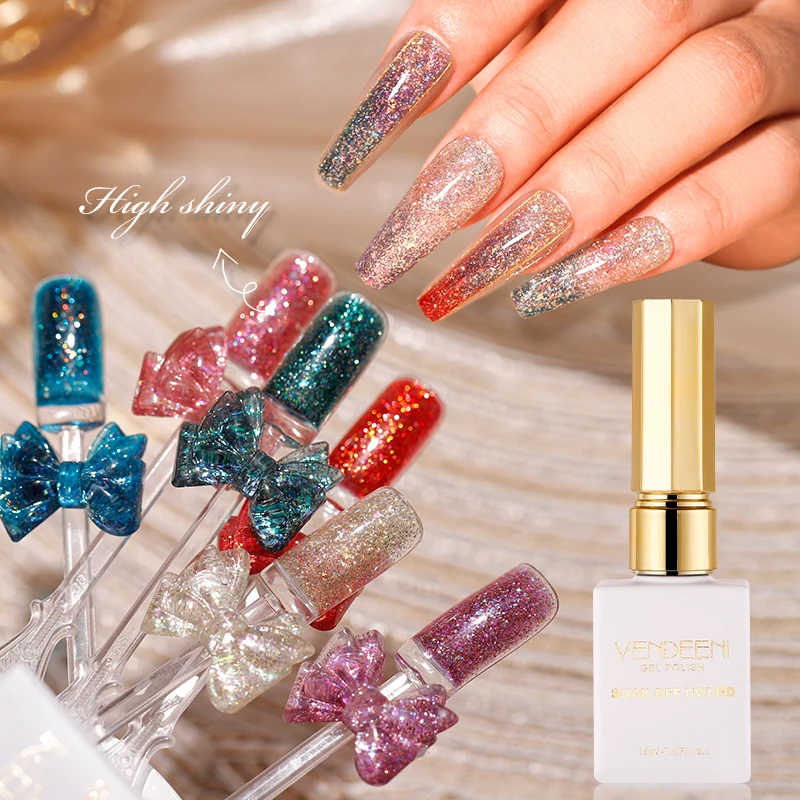 Vendeeni  Factory Nail Led 24 Colors Glitter  Gel Varnish  Private Label Gel Nail Polish With Sample Free Polish For Wholesale