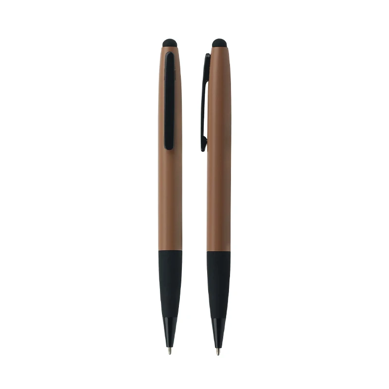 Soft touch screen good writing custom logo matte surface metal ballpoint pen with stylus touch screen for phone&laptop
