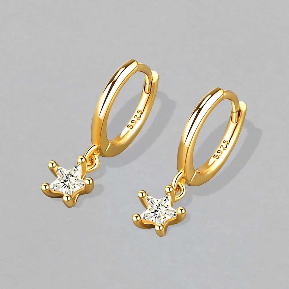Star Pendant Drop Earrings Sparkling Clear Zircon Earring for Women Creative French Earrings Jewelry