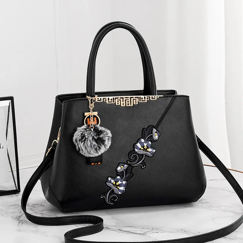 Messenger Bags Women Leather Handbags Bags for Women Sac a Main Ladies hair ball Hand Bag