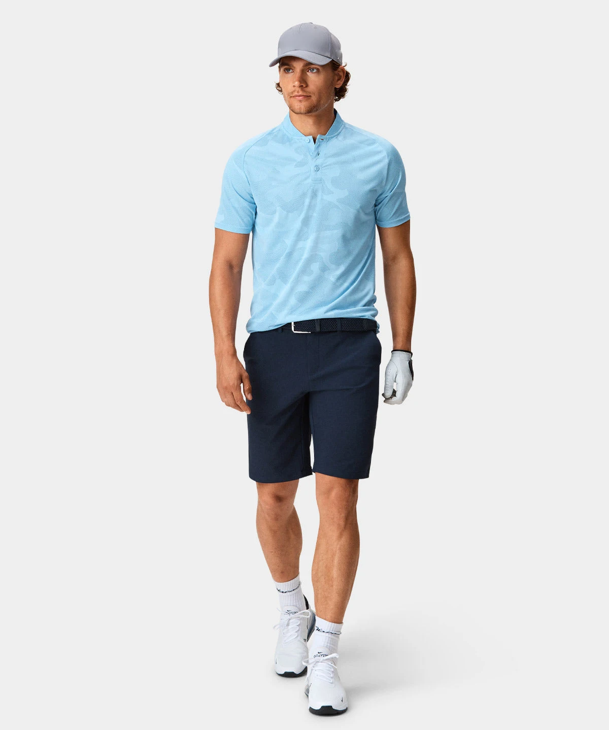 High Quality Custom Designer Logo Camouflage Breathable Collarless Golf Light Blue Polo Shirts
