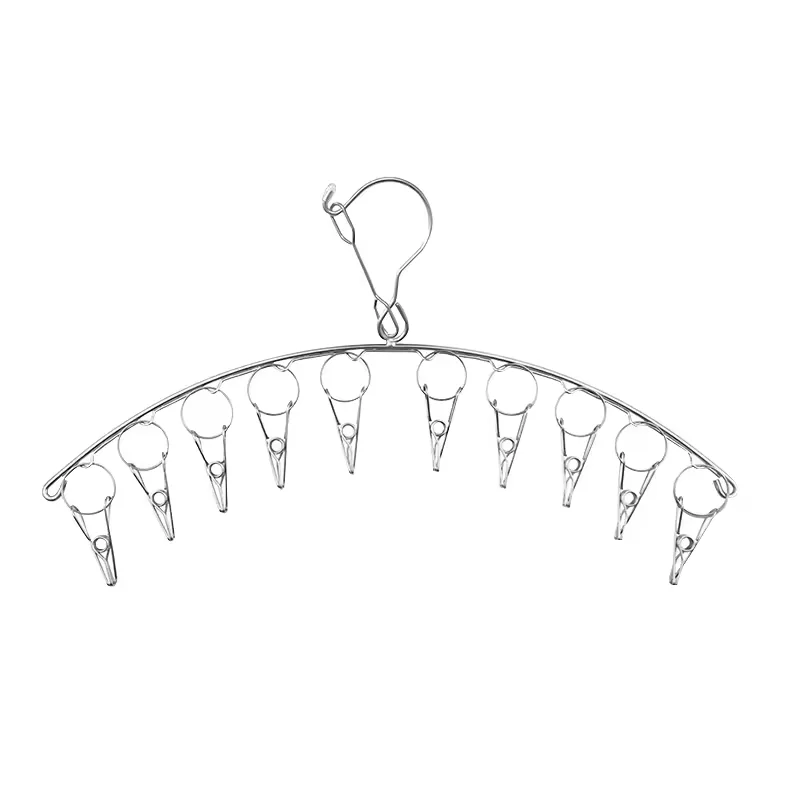 Stainless Steel Clothes Racks Multi-functional Sock Windproof Hook Clip Drying Racks Laundry Hanger Rack socks hanger