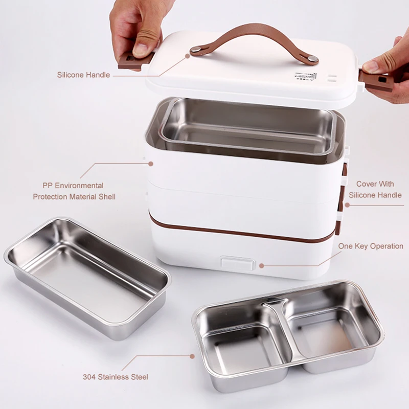 Heating Food Portable Stainless Steel Food Container Warmer Electric Lunch Boxes For Car And Home