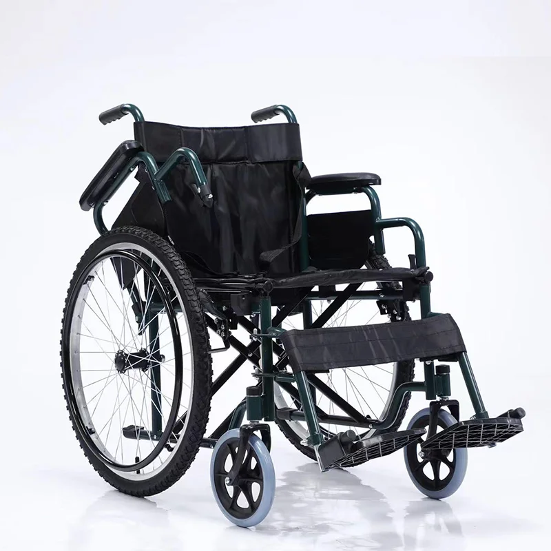 Wide Rear Wheel Manual Wheelchair  Carbon Steel Wheelchair for Disabled Elderly People