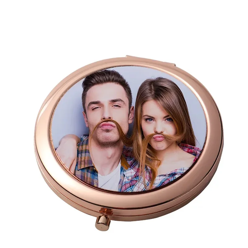 Fashion DIY photo Small Mini Rose Gold Metal Sublimation Compact Mirror
