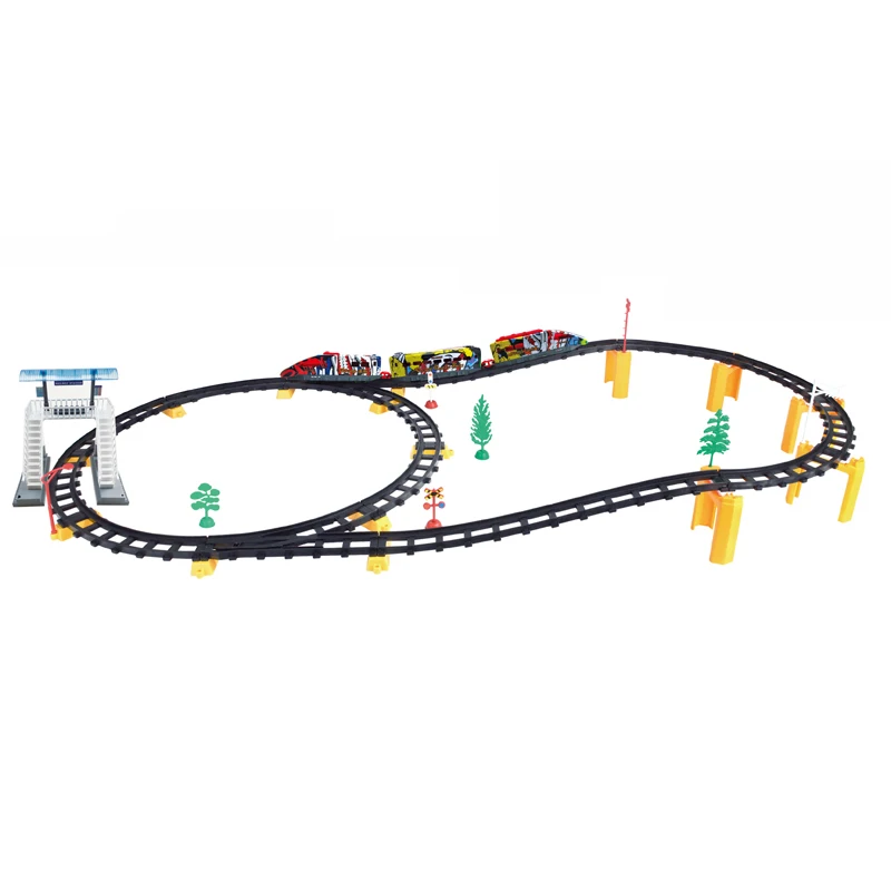 IPOP Hot Sale Railway station Rail Electronic train slot car Racing Track Set Toy Raiway race track toys for kids