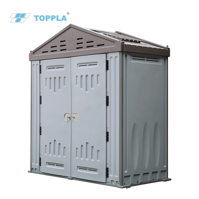 2021 NEW style Garden plastic Tool Shed Size Brown Roofed Grey Color