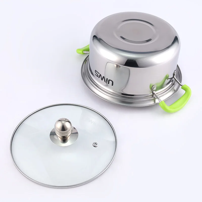 10Pcs stainless steel cookware set green handle cooking pot set kitchen pot and pan set