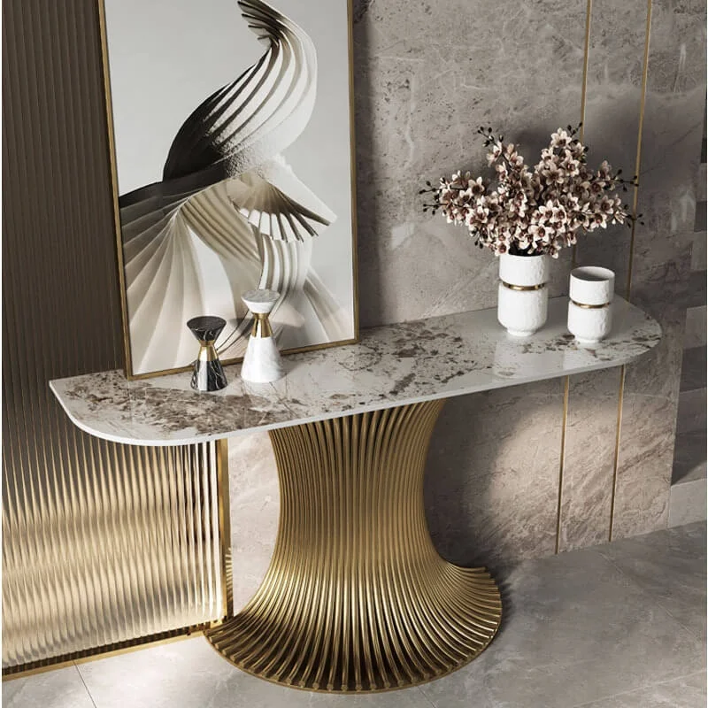 living room furniture stainless steel steel luxury modern diamond mirrored hallway marble top console table
