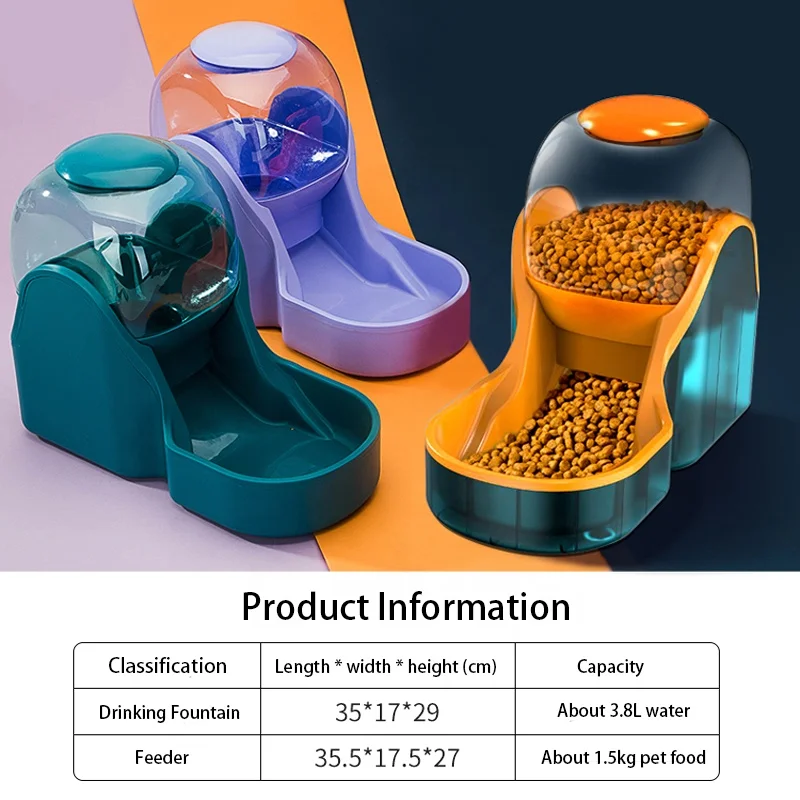 OEM para mascotas Pet PP+PET 3.8L/1.5KG Automatic Feeder Cat Water Dispenser Slow Food Feeding Container Dog Automatic Feeder